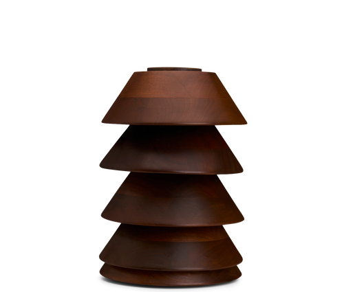 10" Vermillion Walnut Drawn Lamp